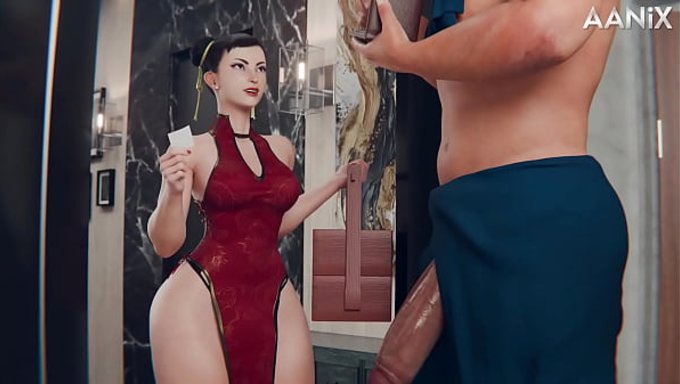 Chun Li Özel Servisi Ateşli Bir Anime Ve Manga Sikiş Sahnesi.