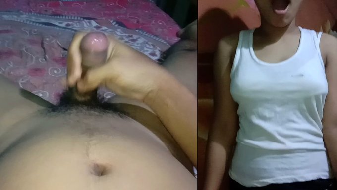 Bu Videoda Şaşıran Kız Arkadaş, Erkek Arkadaşının Mastürbasyon Yapıp Boşalmasına Şahit Oluyor