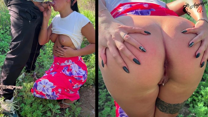 Doğada Blowjob: Rus Genç Arkadan Creampie Alıyor