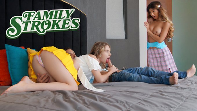 Üvey Kız, Arkadaşı Anya Olsen'E Geceyi Üvey Babasıyla Geçirmesi Için Yalvarıyor - Bir Familystrokes Videosu