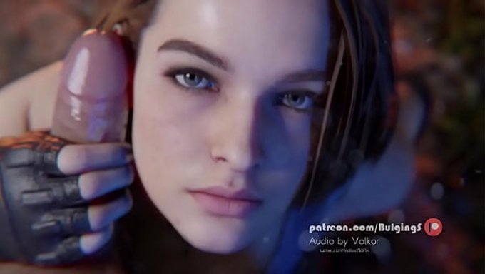 Jill Valentine, Sapık Bir 3d Hentai Sahnesinde El Işi Ve Suratına Sertçe Sokuluyor.