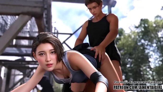 Resident Evil Jill Valentine, Doggystyle Pozisyonunda Cosplay Yapıyor, Sansürsüz Bir Dokunuşla.